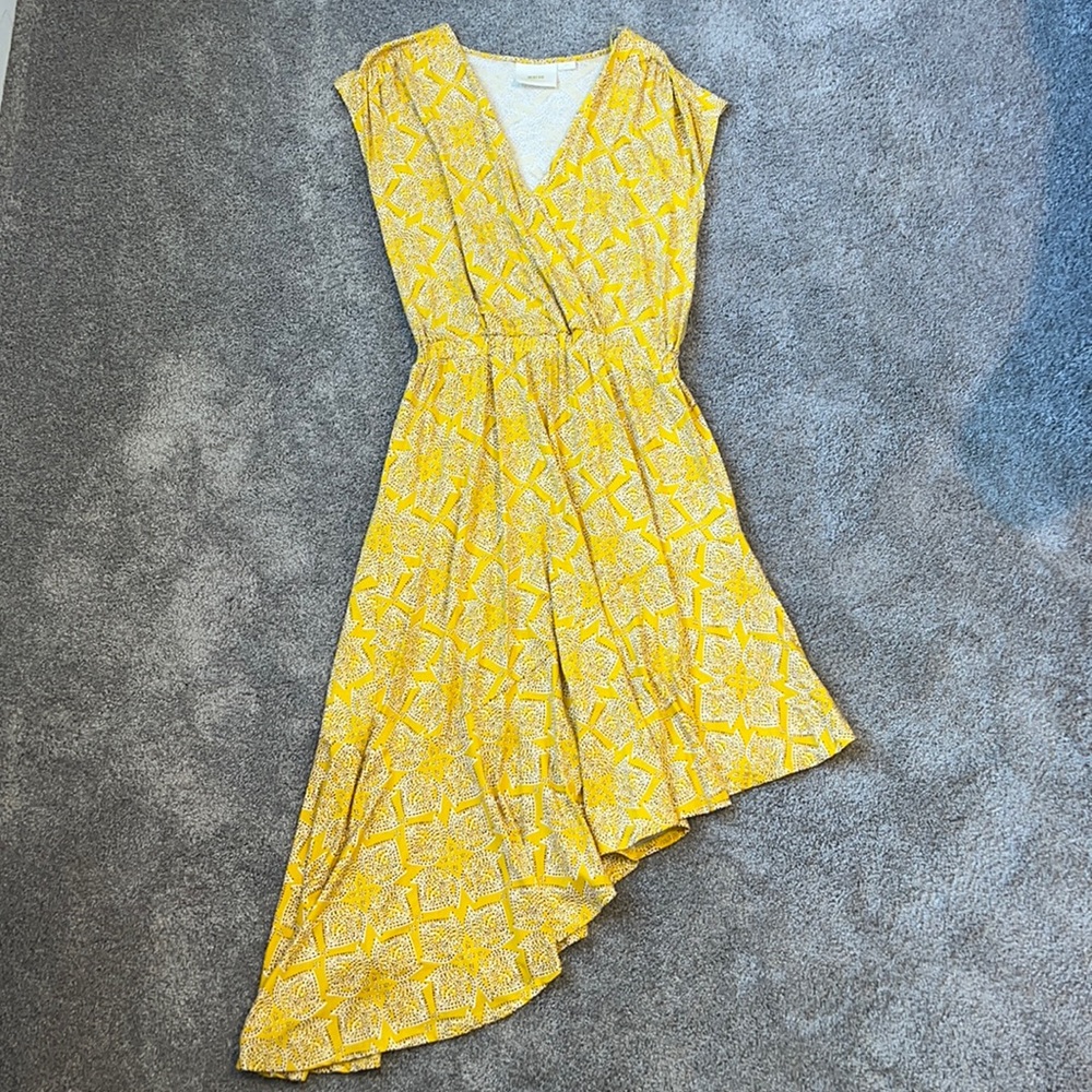 Unique Anthropologie Maeve Yellow Asymmetrical Dress